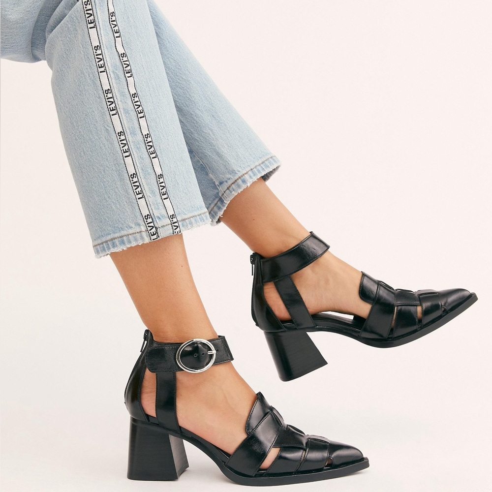Free People Black Heeled Sandals